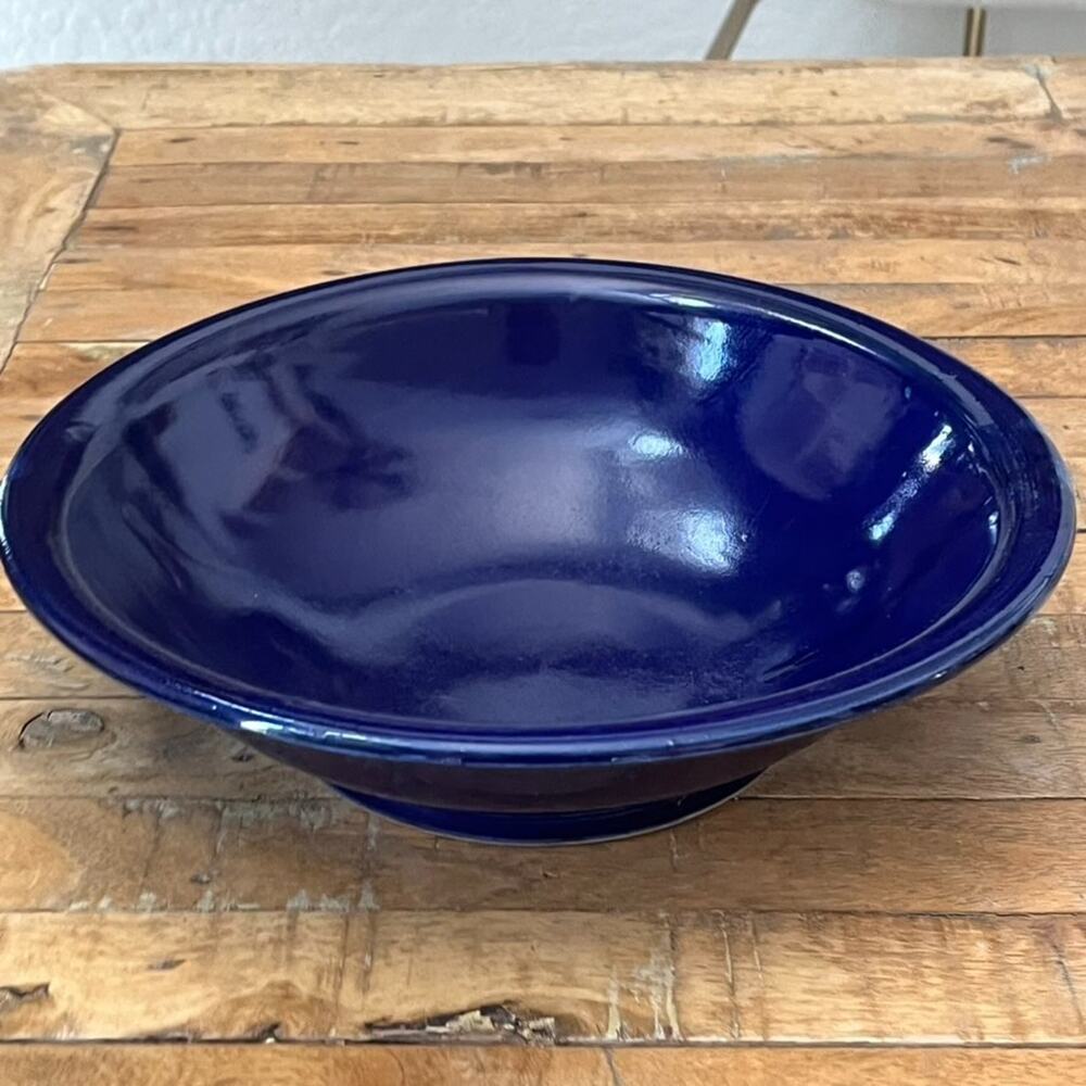 Studio Art Cobalt Blue Ceramic Bowl 11" Glossy Signed